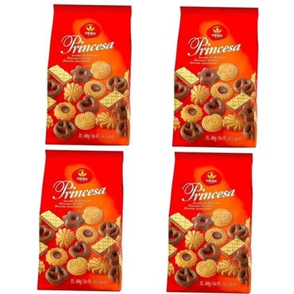 Kit 4 Biscoito Português Sortido Princesa Vieira 400g - Biscoito Princesa 4 Unidades Super Oferta