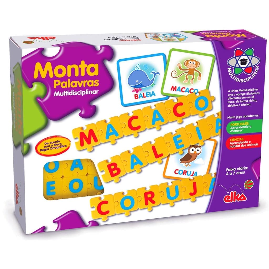 Jogo Monta Palavras Multidisciplinar Pedagógico - Elka Brinquedos