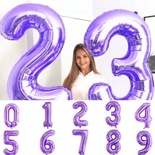 1pcs 40 Polegadas Número Roxo 0-9 Balões De Folha De Alumínio Aniversário De Casamento Digitais Números De Decorações De Festa Balão