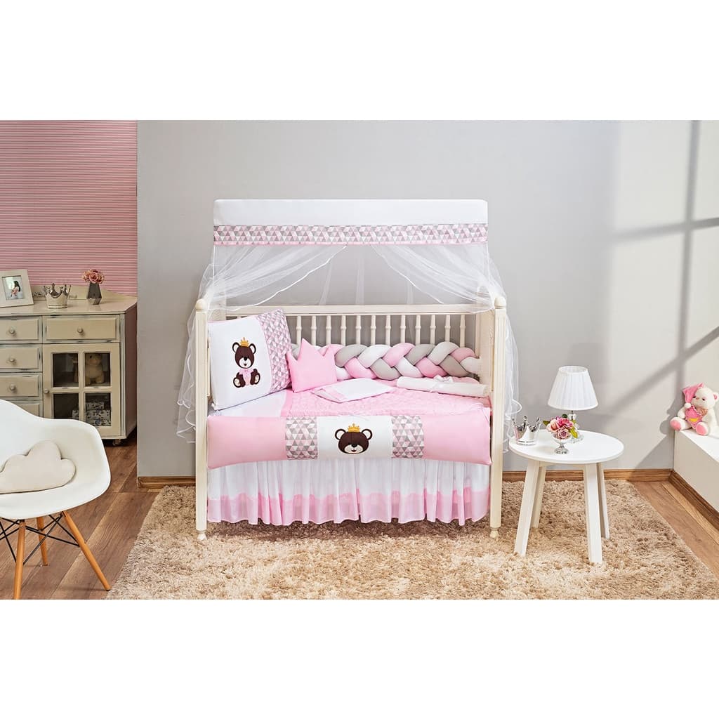 Kit De Berço Ursinha Princesa Trança 11 Pecas Menina