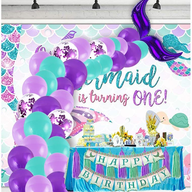 Conjunto de balões de sereia para festa de aniversário, cauda de sereia, Kit de arco de guirlanda, suprimentos de decora