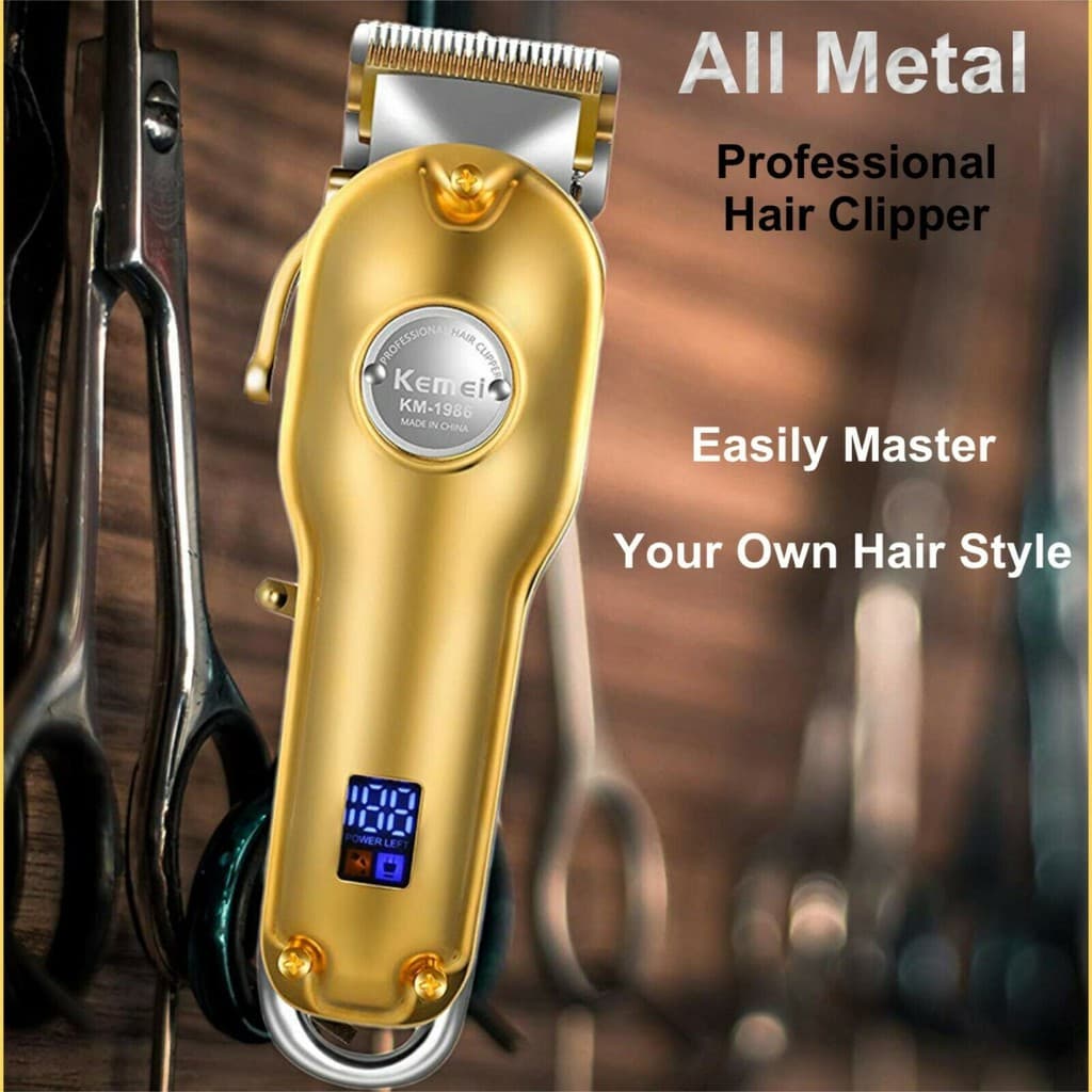 Máquina Cabelo Profissional Digital Km1986 + Pg 3h Bateria