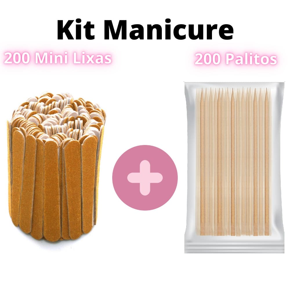 200 Mini Lixa + 200 Palitos de madeira Liz produto de beleza |PREMIUM