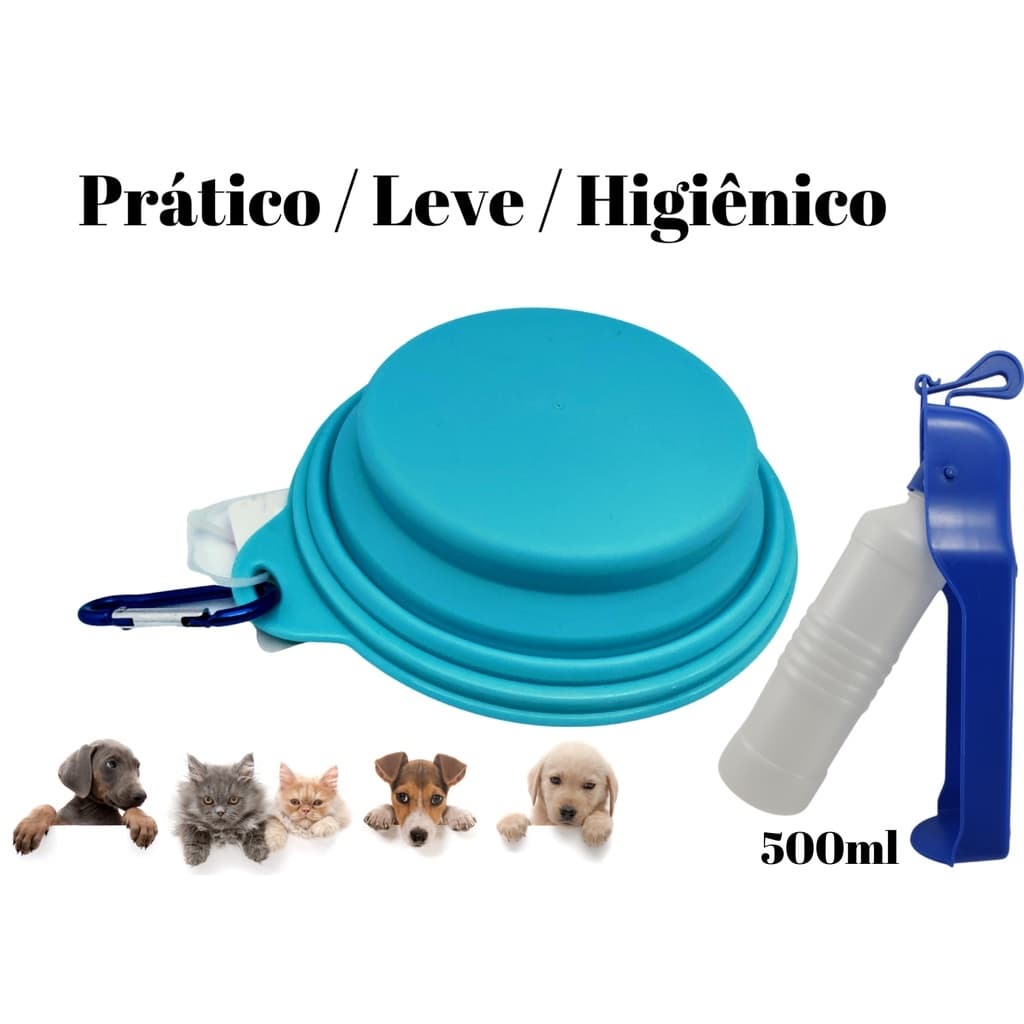 KIT Comedouro Pote Tigela Retrátil Comida/água Pet Cães E Gatos - Bebedouro Comedouro Pote Retrátil Portátil Cão Gato