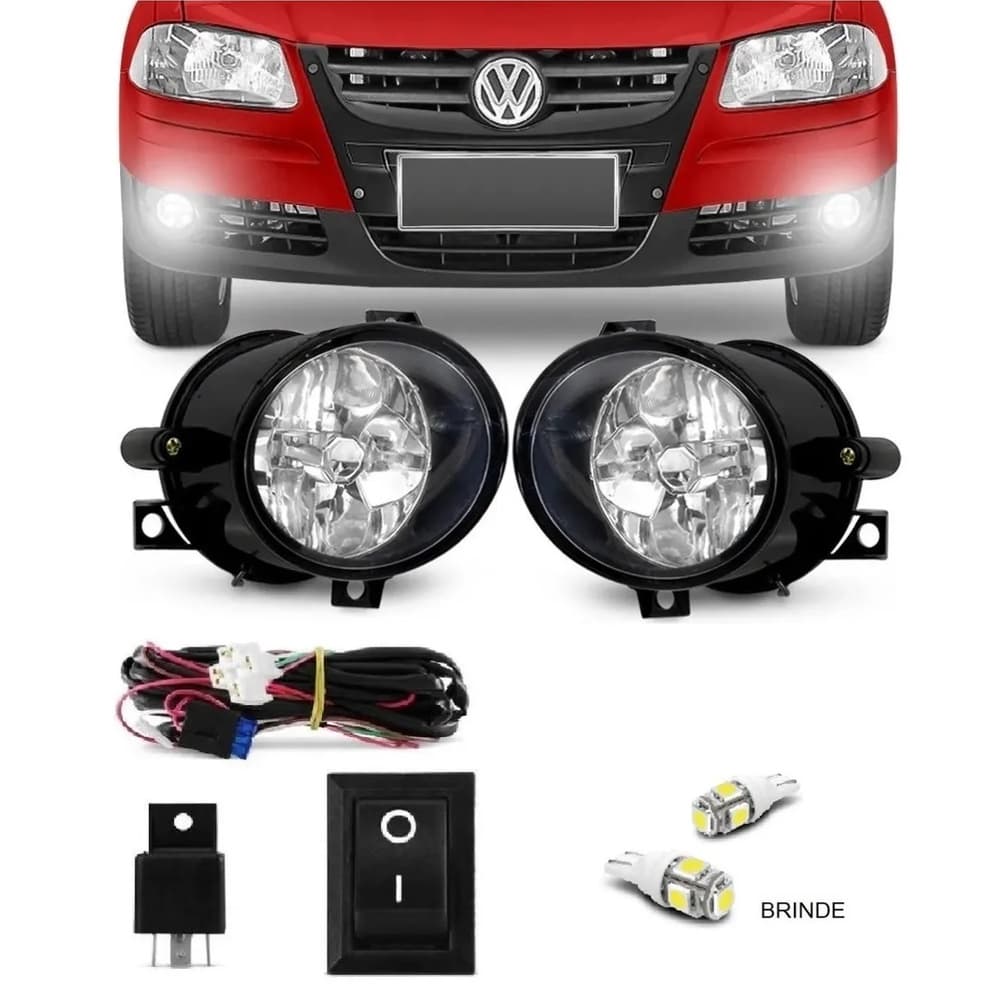 Kit Farol Milha Gol Parati Saveiro G4 2005 A 2008 + Par de pingo t10 5050 5 leds