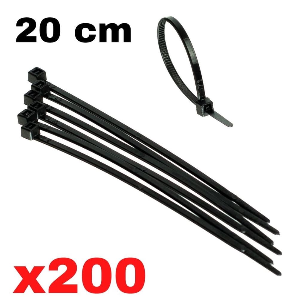 Cinta Plastica 20 Cm Abraçadeira Nylon Preta 1,3 X 4,7 X 200 Mm 200 Unidades Presilha Plastica Fita Nilon