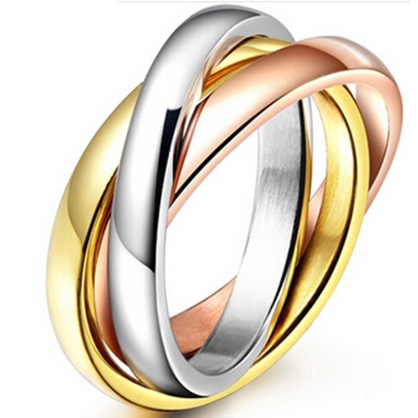 Clássico 3 Rounds Conjuntos Anel De Dedo Feminino De Aço Inoxidável Jóias De Noivado Casamento