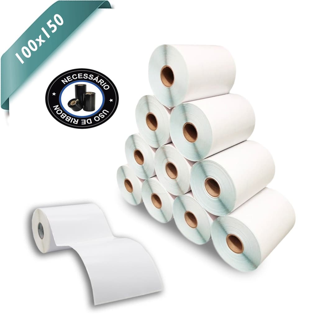 20 Rolos Etiqueta 10x15 100X150 Couche Serrilha E-Commerce