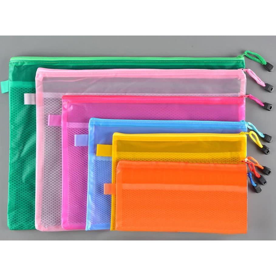 A4 / B5 / A5 / A6 Dupla Camada De Malha Com Zíper À Prova D 'Água Arquivo Organizador / Papel Bolsa / Bill / Pen Lápis Case / Saco De Armazenamento De Papelaria