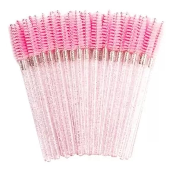 Kit 100 Escovinhas Descartáveis Cílios Sobrancelha Glitter Extensão Lash Design Pronta Entrega