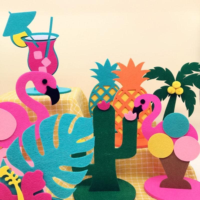 2pcs Tropical Party Flamingo Cactus Coco Centro De Decoração De Mesa De Aniversário De Casamento De Verão Decorações Da Festa Havaiana
