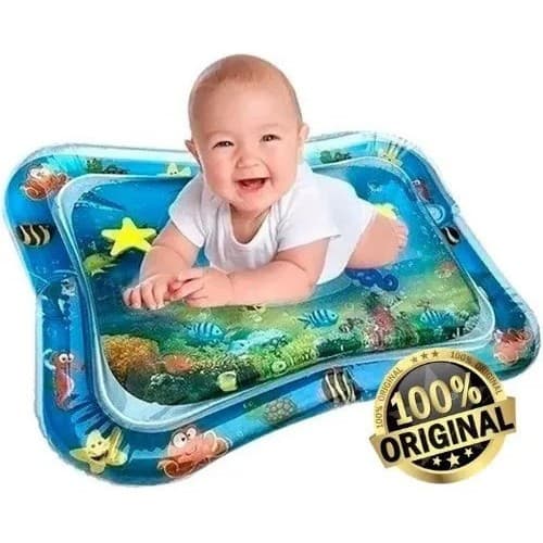 Tapete Sensorial Inflável Para Bebê C/ Água e Atividade Criança Brinca Brinquedo Peixe