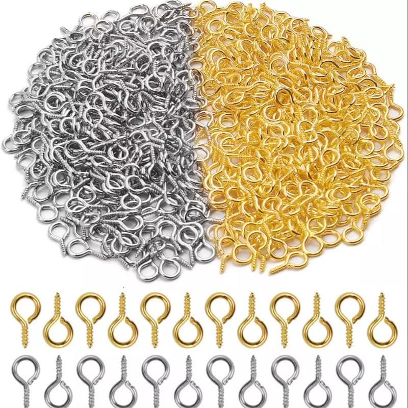 mini pitão para bijuteria - pingente - isca artificial - prata e dourado - 100 peças