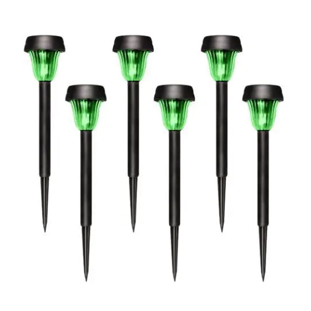 Kit 6 Luminária Solar Espeto p/Jardim Abs Luz Verde Ecoforce