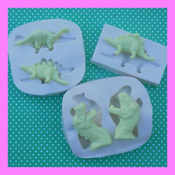 Molde De Silicone Kit 3 Dinossauros Molde Para Confeitaria Molde Para Biscuit 390