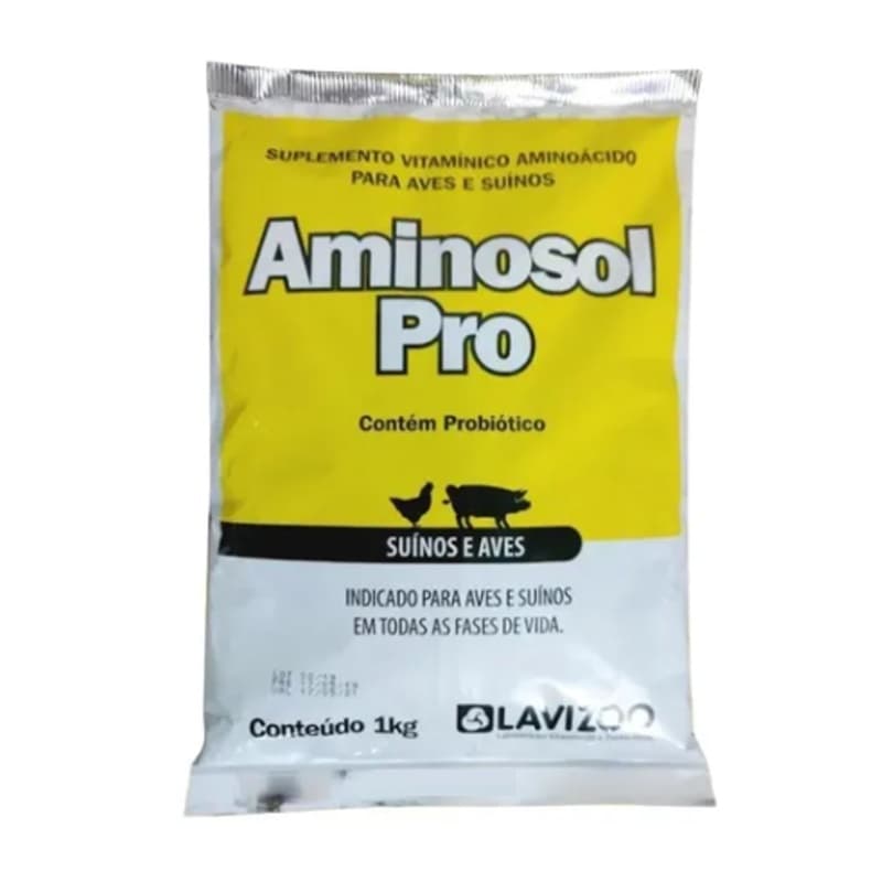 Aminosol Pro Pó 1kg Lavizoo - Núcleo Para Aves E Suínos