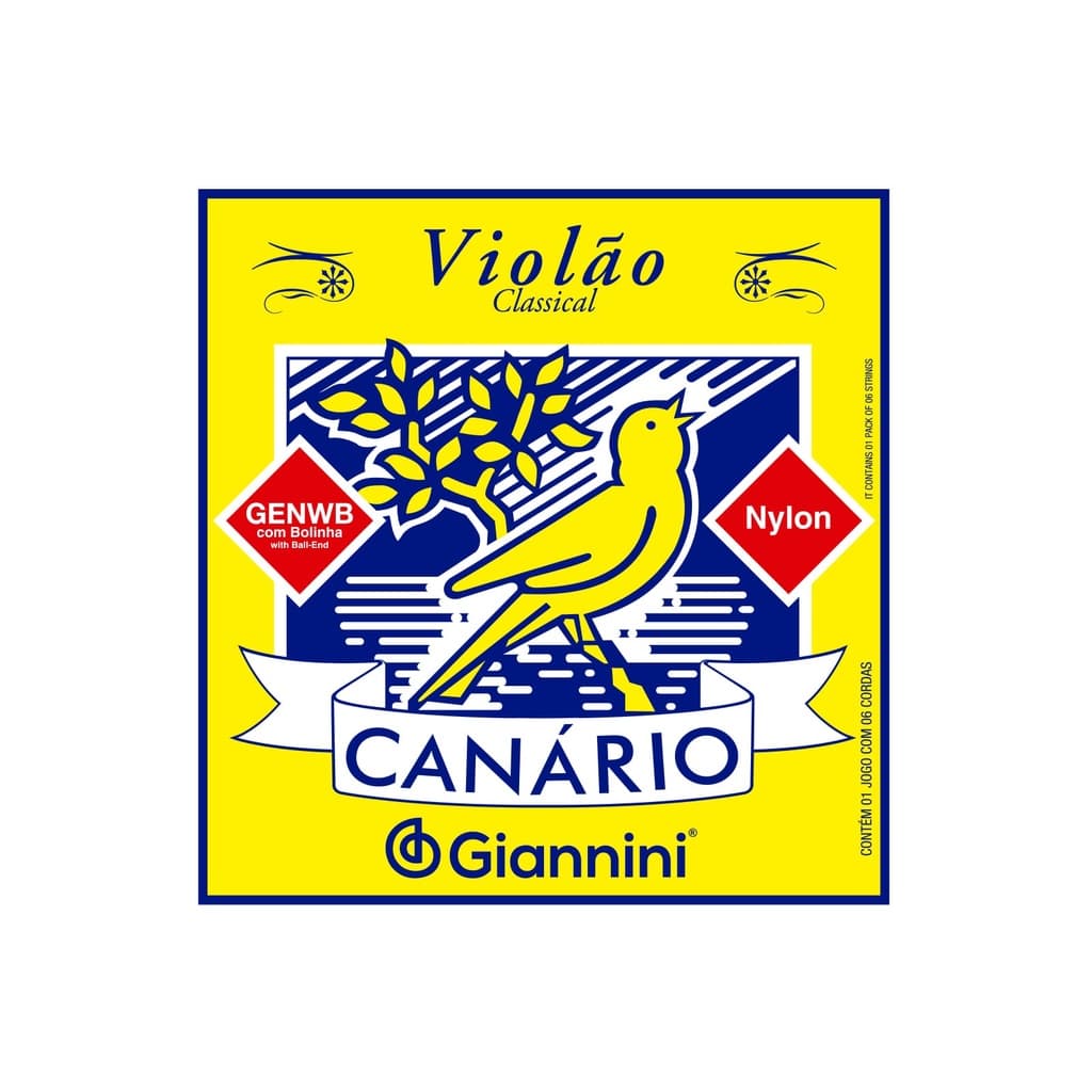Encordoamento Corda para Violão Náilon 6 cordas Giannini Canário GENWB Média com bolinha
