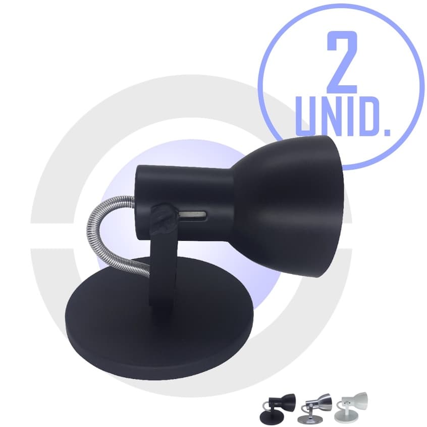 Kit 2 Luminarias Sobrepor Espelho Parede Banheiro Quarto Bulbo LED Aluminio Direcionavel Bivolt E27