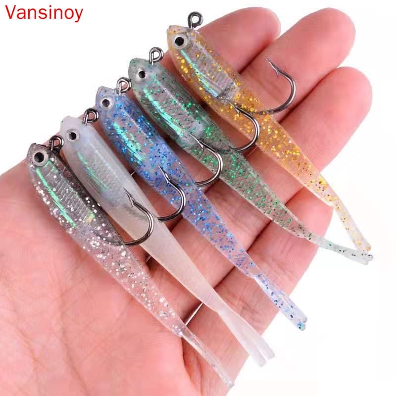 1pcs Iscas De Pesca Isca Macia De Peixe Chumbo Isca Swimbaits Com Anzóis, Isca De Pesca Artificial De Silicone Para Gabaritos De Pesca De Água Doce De Água Salgada