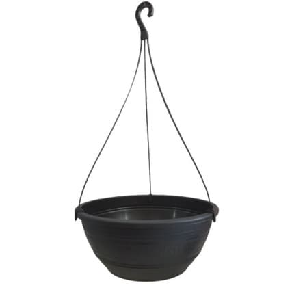 5 vasos para plantas suspensas, pretos 31cm, 6,6 litros com haste 47cm