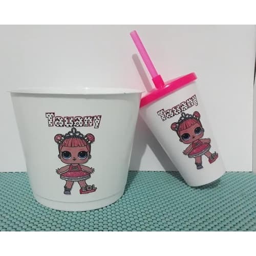 Kit Pipoca Personalizado Casal Balde + Copos 500ml com Nomes | Presente Criativo
