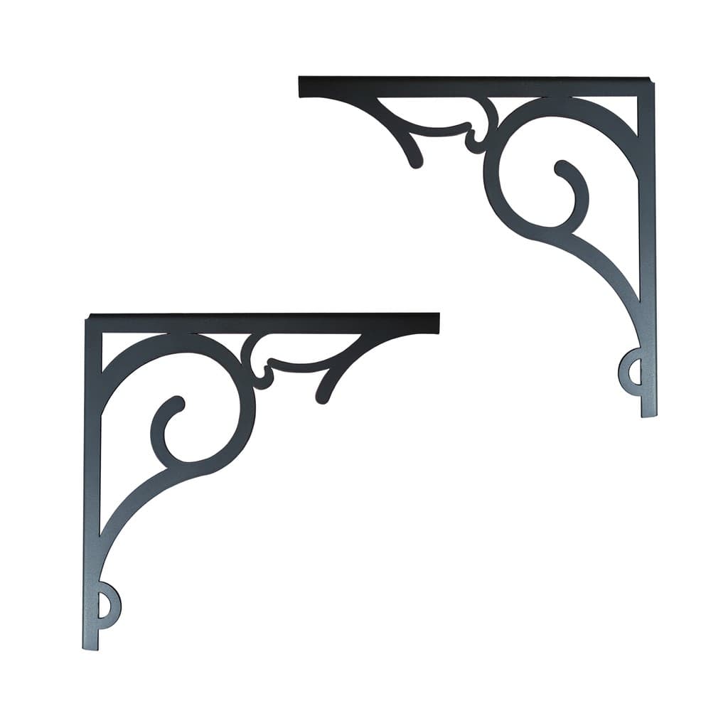 Mão Francesa Rústica Arabesco Floral Metal Colonial 2 Und 15 x 15cm