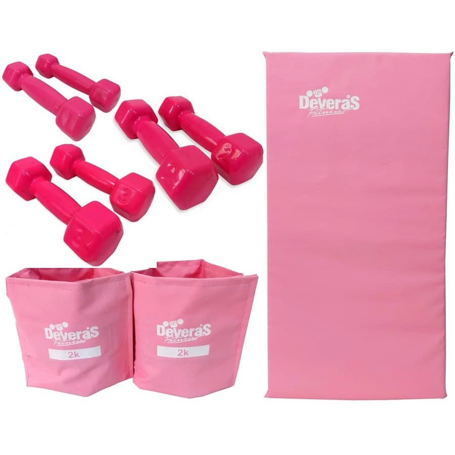 Kit musculação com halteres peso musculacao 1 kg, 2 kg e 3 kg pares + colchonete academia + tornozeleiras peso 2 kg