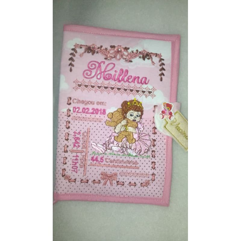 capa capinha de caderneta de vacinas vacinação com dados de nascimento