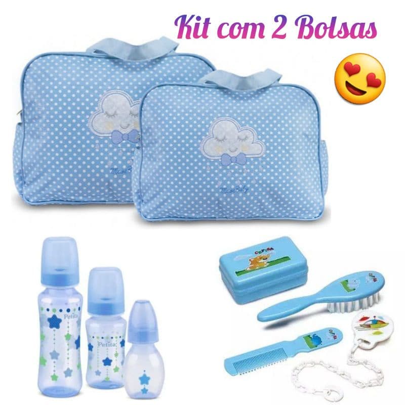 kit Bolsa Maternidade Bebe Menino Menina Com Mamadeira e kit Banho