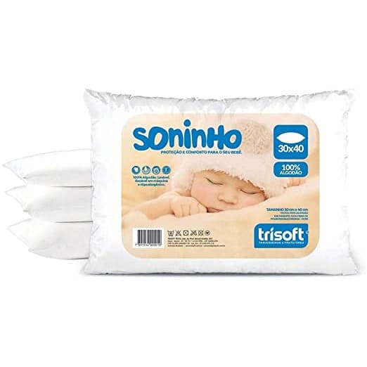 Travesseiro Bebê Infantil 30x40 Percal Sono Leve Baby Cor Branco