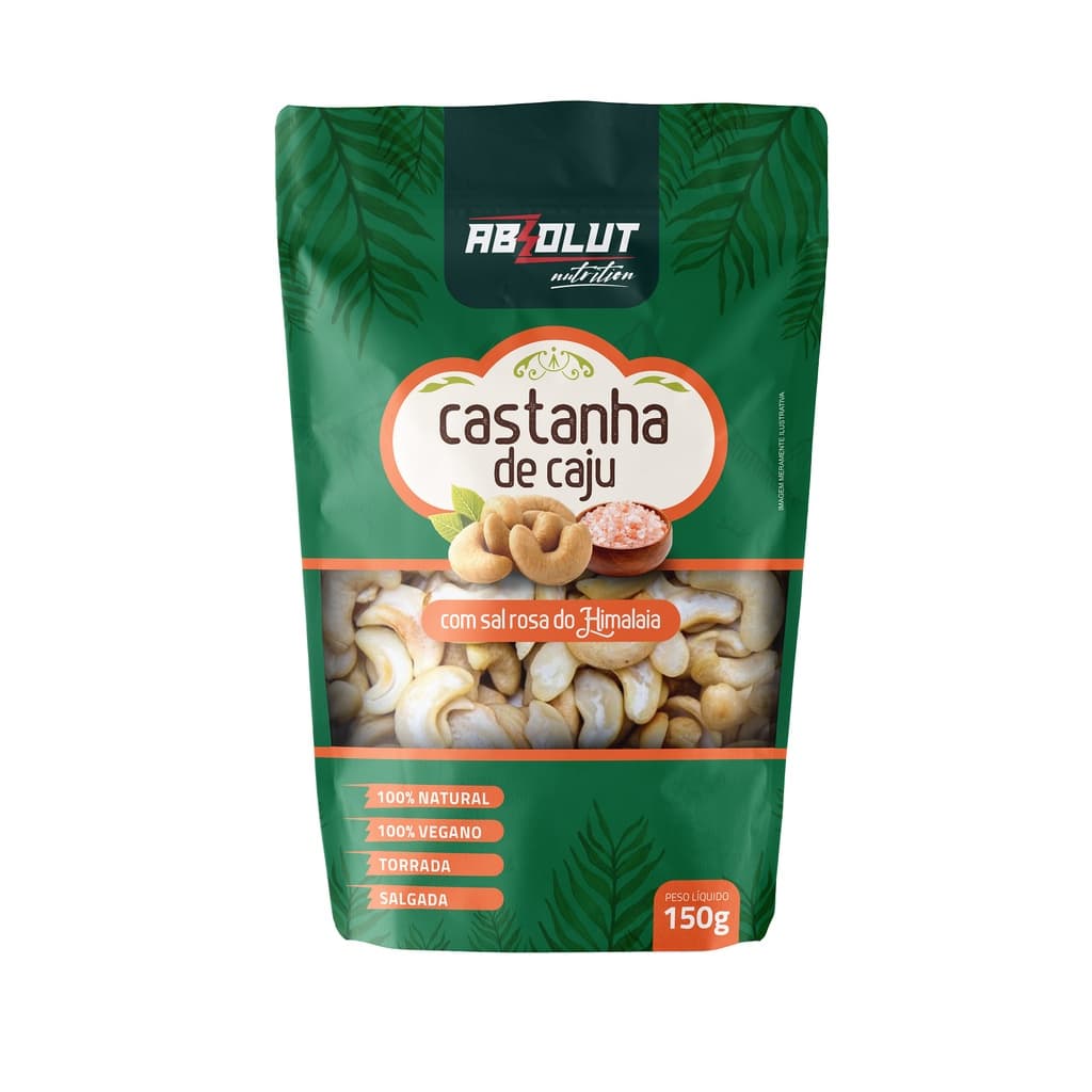 Castanha de caju com sal do Himalaia 150G - Absolut Nutrition - Saborosa e Nutritiva