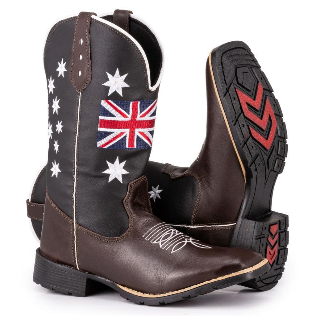 Bota Texana Masculina Country Bico Quadrado Bordada Inglaterra