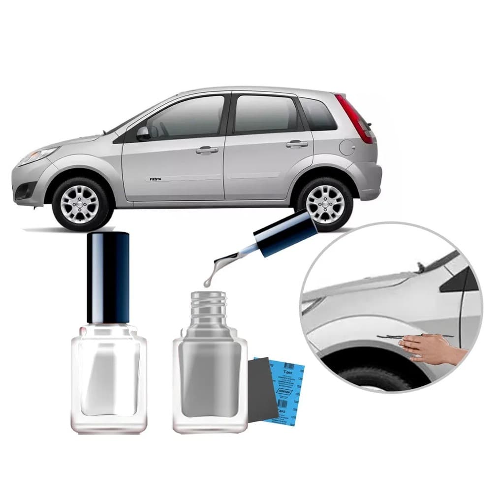 Tinta Tira Risco Automotivo Cor Carro Ford Fiesta 2007 2008 2009 2010 2011 2012 2013 2014 Prata Enseada