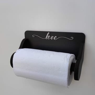 Porta Papel Toalha Cozinha Organizada - MDF Preto 6mm Decoração