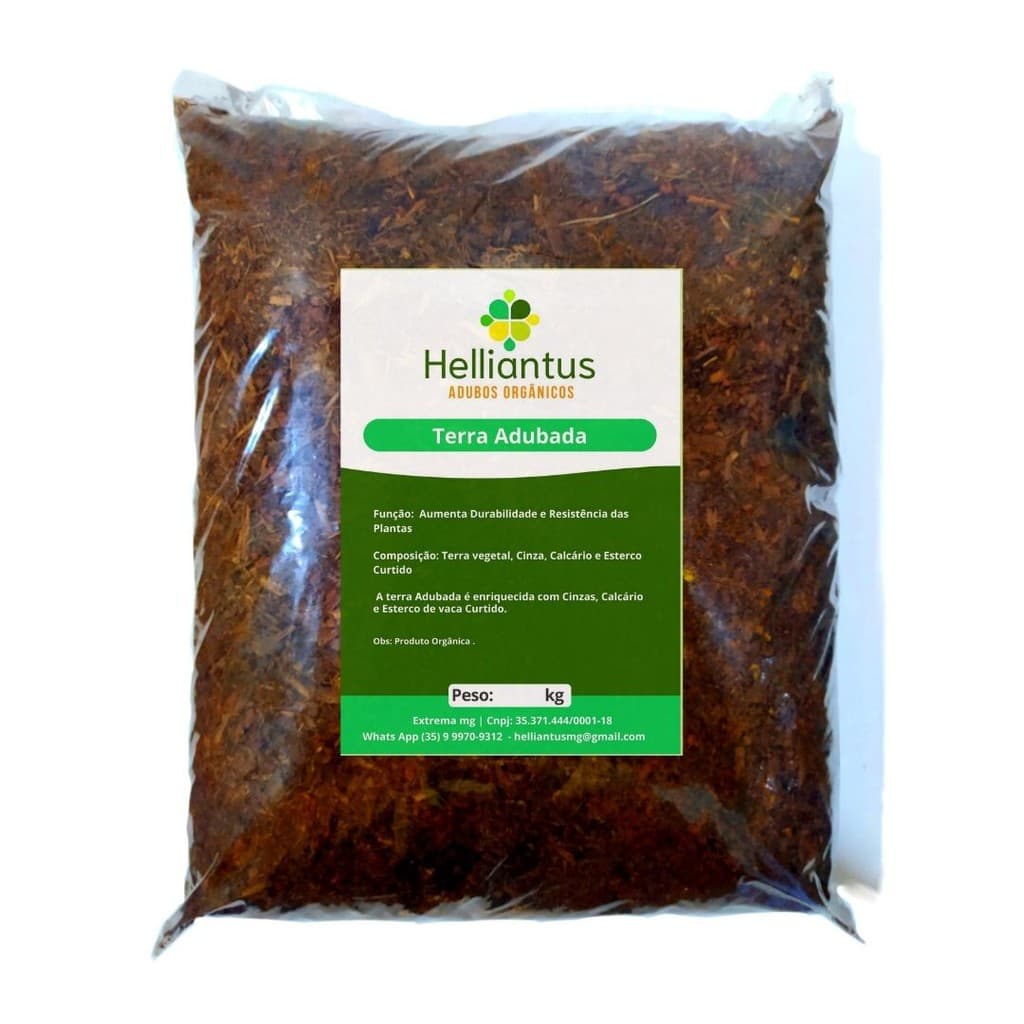 2kg Terra Vegetal Adubada com Esterco e Humus de Minhoca para Plantas, Vasos, Jardim, Horta, Flores - Orgânica