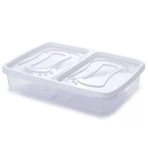 Pote Porta Frios com Tampa e 2 Divisórias para guardar Queijo e Presunto na Geladeira - Ref: 2349
