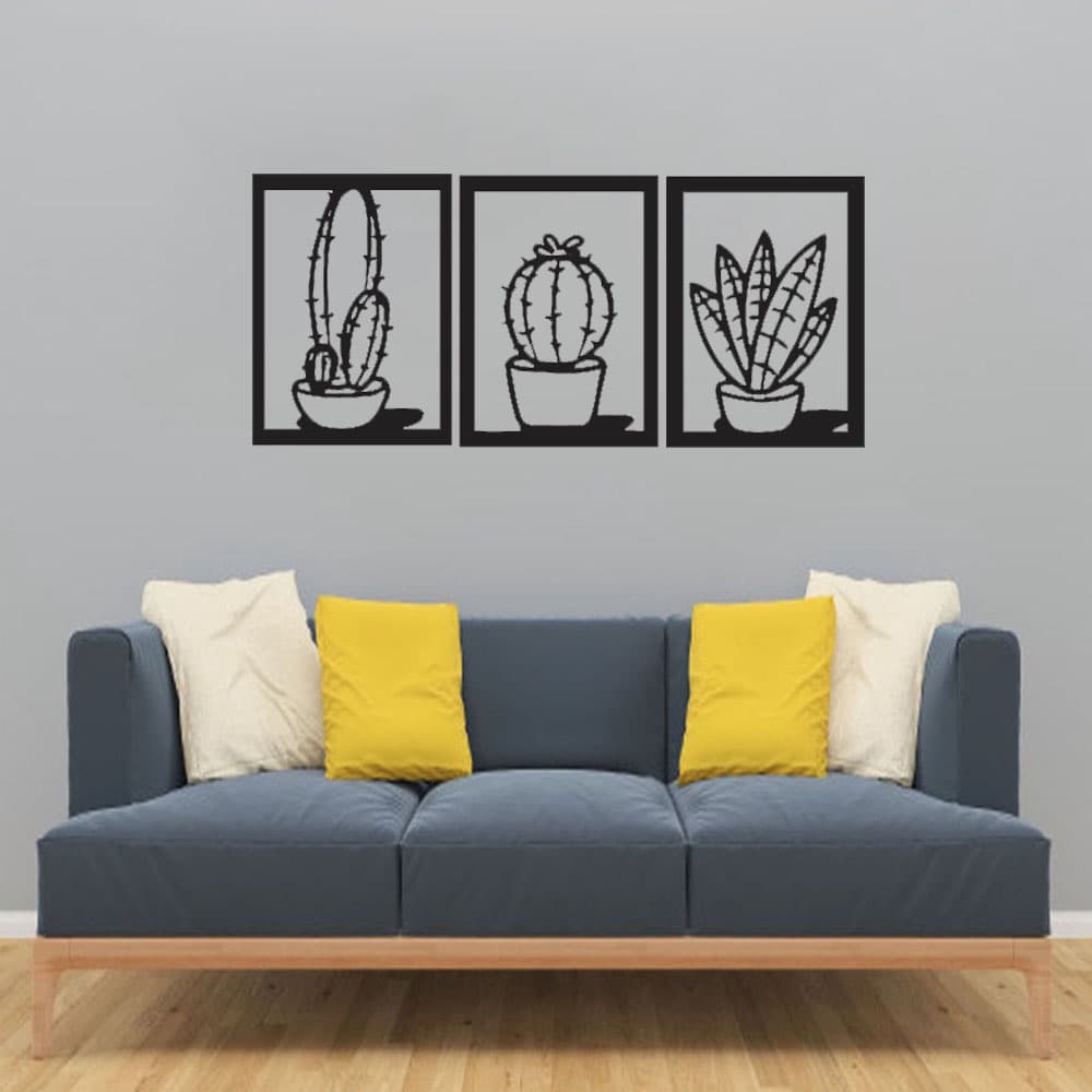 Quadro Decorativo Floral Cactos 3D MDF 3mm