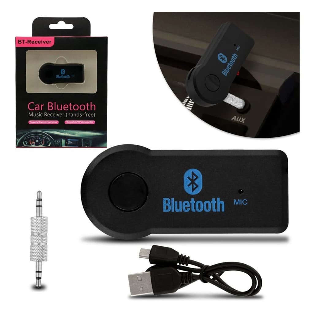 RECEPTOR BLUETOOTH P2 USB ADAPTADOR ÁUDIO ENTRADA AUX CARRO + CABO P2 + CABO USB CARGA