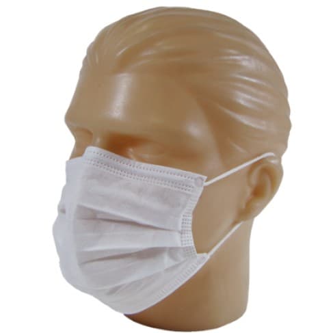 Máscara descartável TNT tripla branca com clip nasal - pacote com 50 unidades