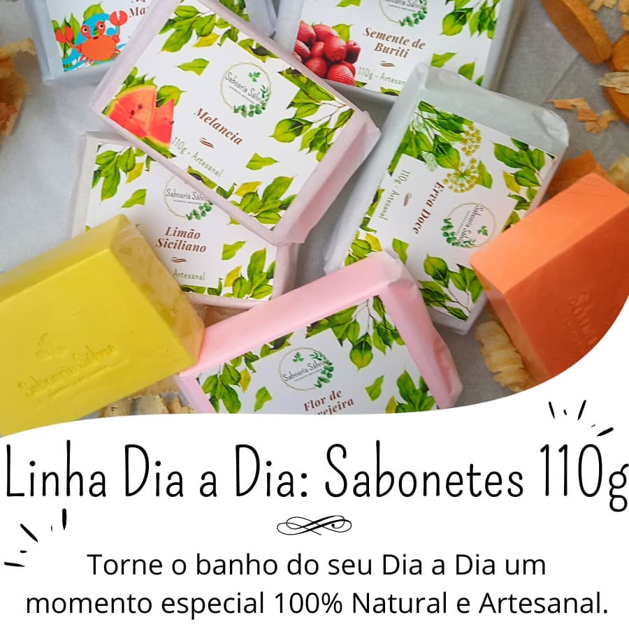 110g Sabonetes Dia a Dia - Em Barra Ph Neutro 100% Artesanal e Natural - Saboaria Sálvia