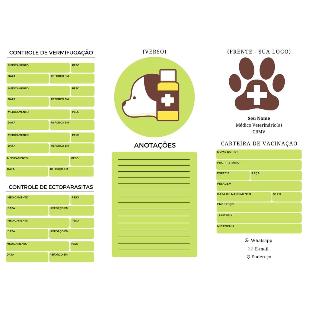 Carteira Carteirinha De Vacinação Pet Personalizada 21x30cm