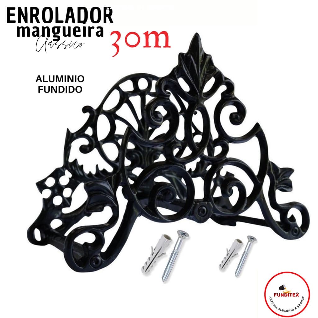 Suporte Para Mangueira Jardim Enrolador Parede Preto