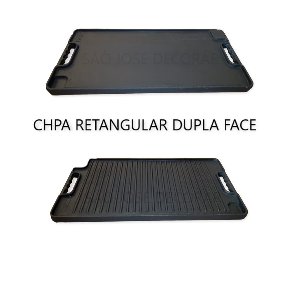 Chapa Bifeteira dupla face de ferro fundido 25x50cm