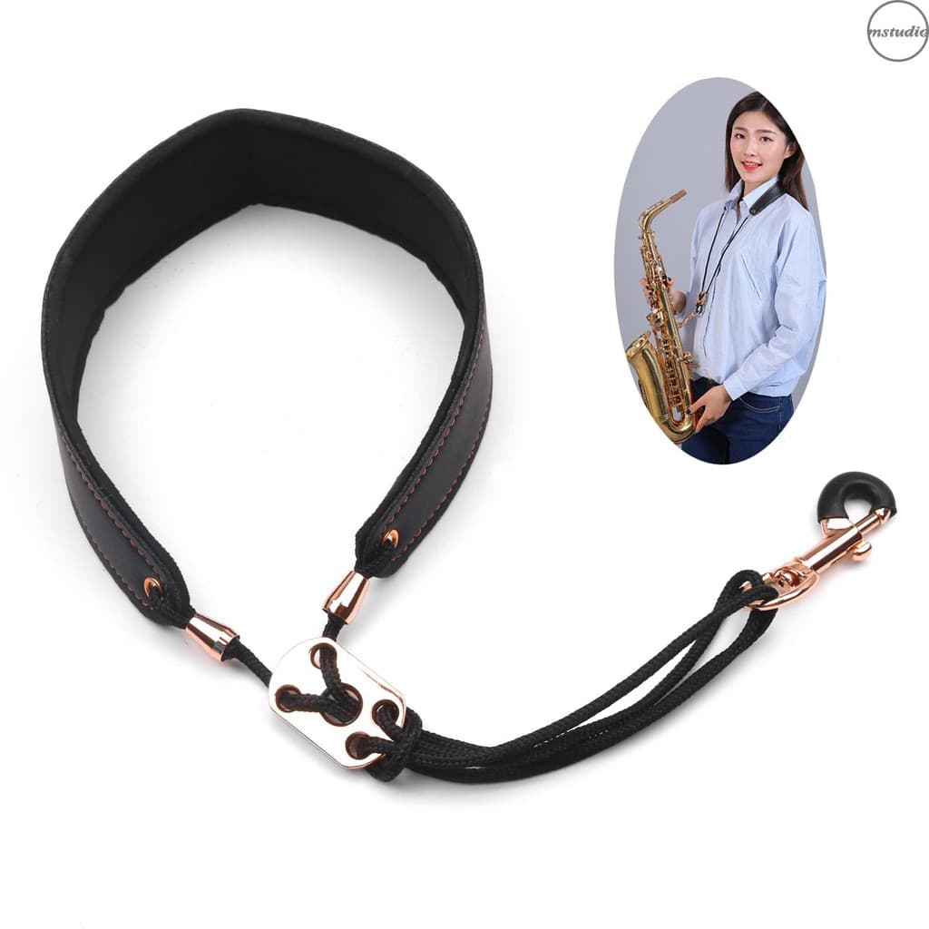 Alça De Pescoço De Couro Ajustável Para Saxofone Tenor/Soprano/Alto , Rede Elegante .