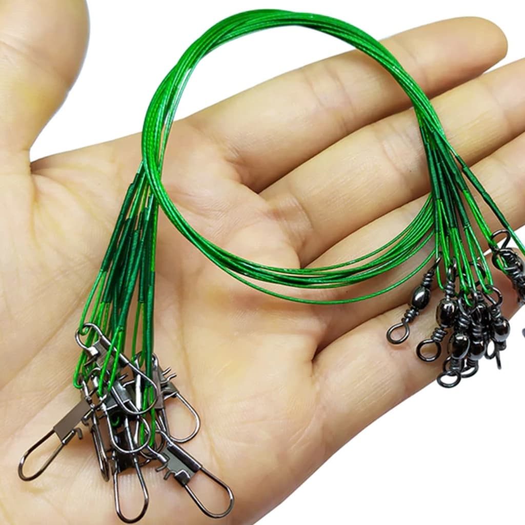 Kit com 10 Chicote de Pesca Cabo de Aço Com Snap Encastoador Girador Pescaria Rio Represa Praia