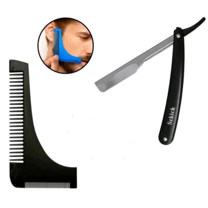 Navalha Inox De Barbeiro Profissional + Pente Alinhador.