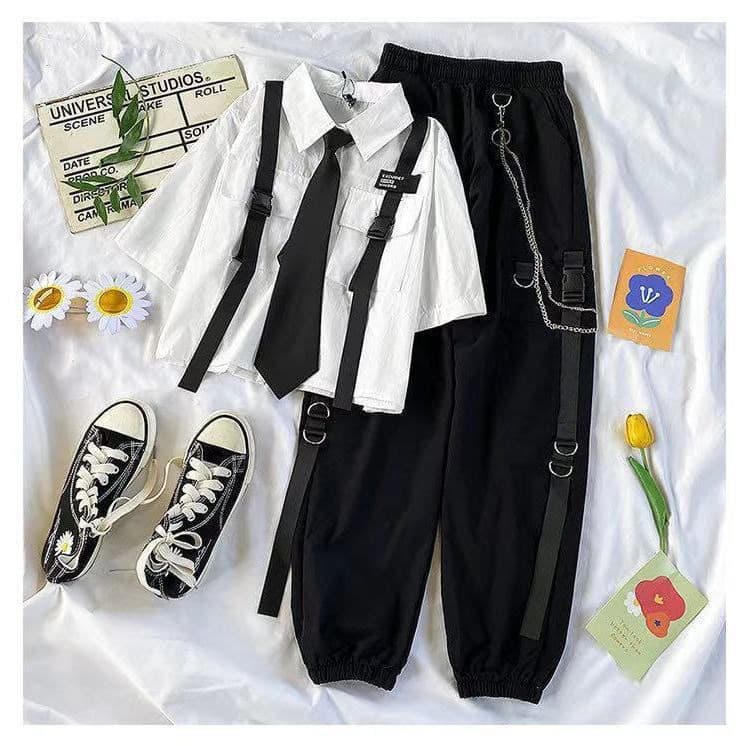 2021 verão novo terno feminino estudante estilo coreano moda solta camisa de manga curta + macacão bonito terno de