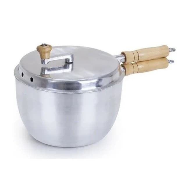 Pipoqueira de Alumínio 5, 6 e 8  Litros, Fundido Industrial Grossa Nº 24, 26 ou 28 Cm- Alumino Batido