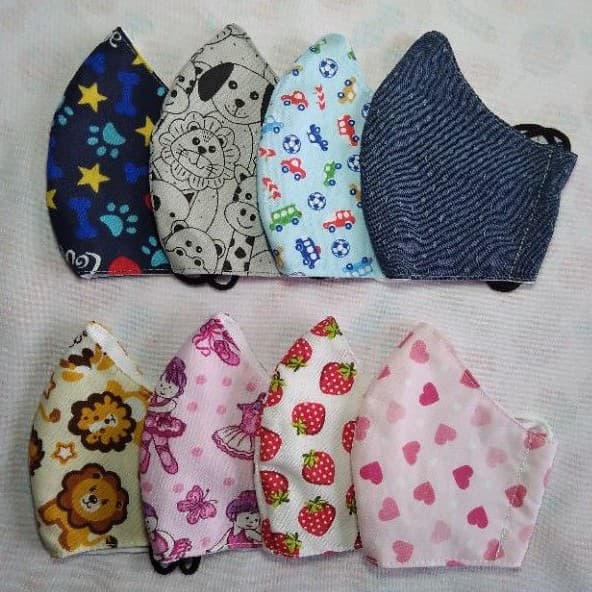Kit 3 Máscaras de Proteção Infantil /Bebê (1 a 3 anos). Tecido Reutilizável 100% algodão