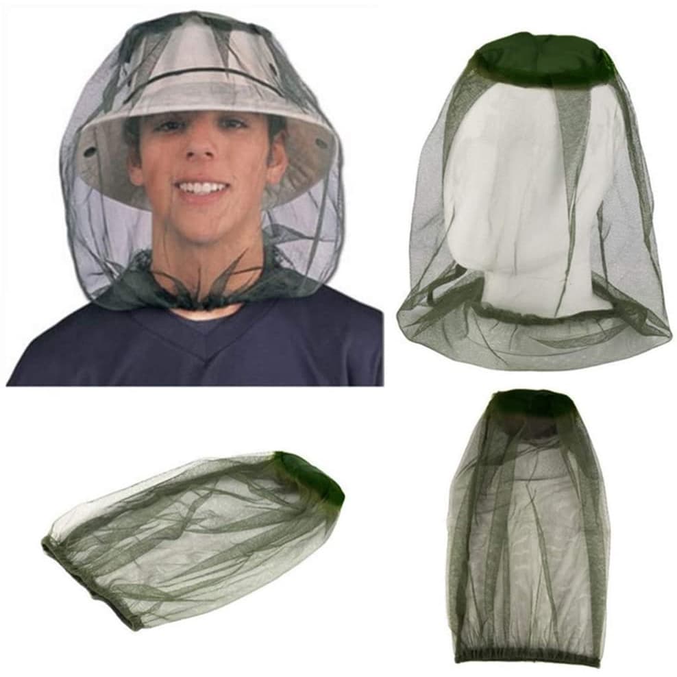 Premium Malha Mosquiteiro Cabeça , Rosto Pescoço Proteger Net Para Caminhadas Ao Ar Livre Camping Escalada Andando Mosquito Voar Insetos Pergos Evitar Em Verde Do Exército
